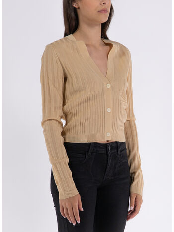 CARDIGAN LONG SLEEVE CROPPED V-NECK, 081 SAND, small