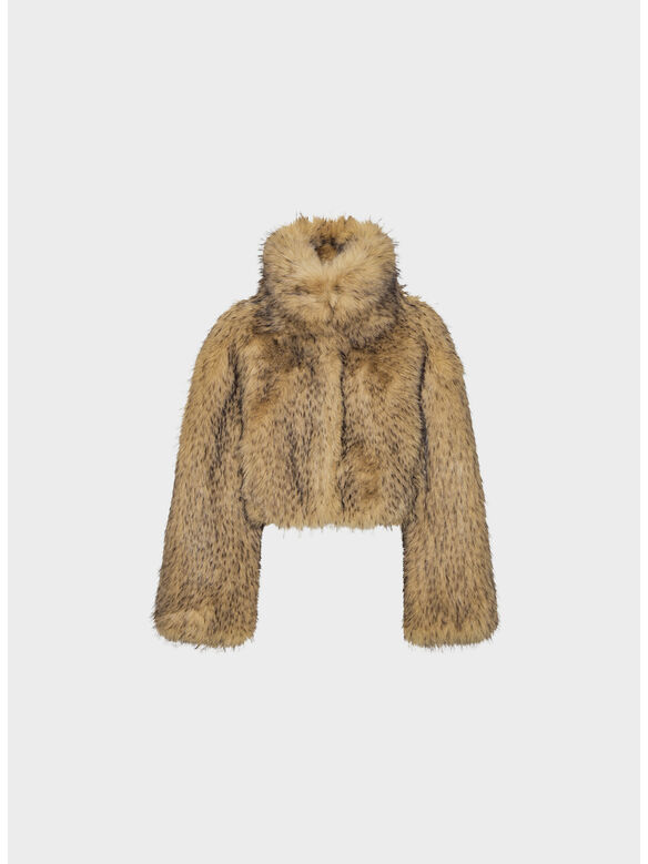 JACKET FAUX FUR CROP, 1753 Nougat, medium