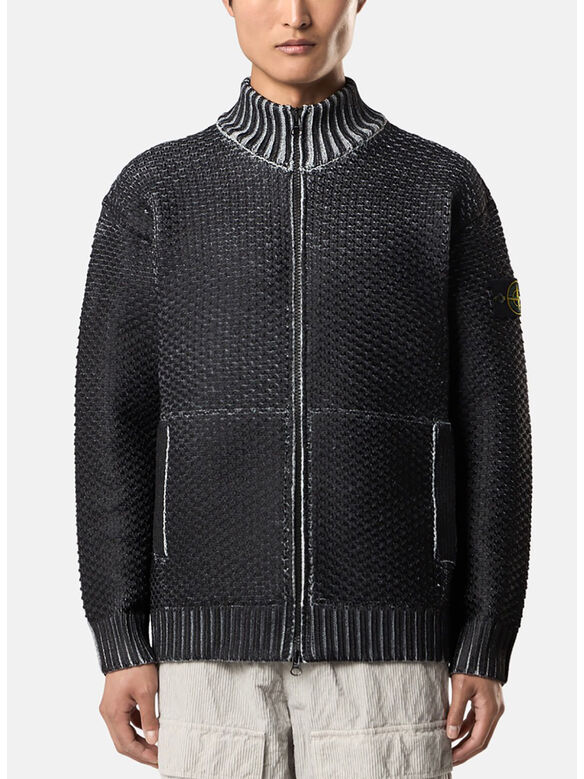CARDIGAN CON ZIP E STAMPA SUBLIMATICA, V0061 PEARL GREY, medium