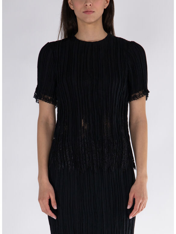 CAMICIA PLISSETTATO, BLK, medium