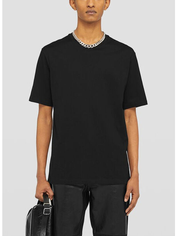 T-SHIRT CREWNECK CON LOGO, 001 BLACK, large
