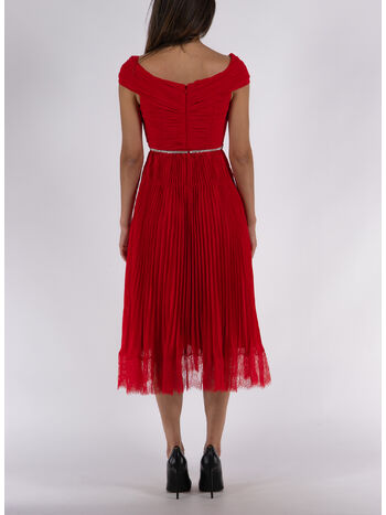 ABITO MIDI CHIFFON OFF SHOULDER, RED, small
