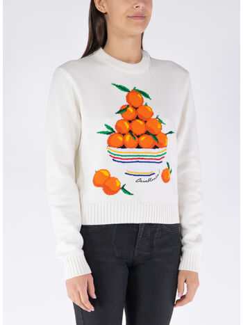 MAGLIONE PYRAMIDE D'ORANGES INTARSIA JUMPER, WHITE, small
