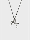 COLLANA DOPPIA CROCE SMALL SKULL, SILVER, thumb