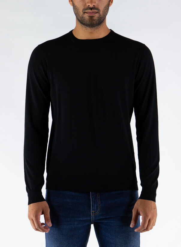 MAGLIONE GIROCOLLO, 002BLACK, large