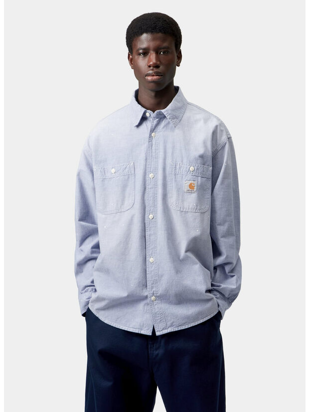 CAMICIA  PAINTER, 010L Blue, worn used, splatter, large