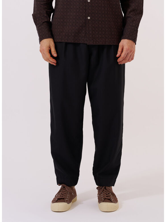 PANTALONE TROPICAL SUITING PLEATED TRACK, BLACK, medium