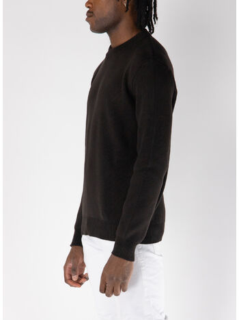 MAGLIONE GIROCOLLO CON LOGO RICAMATO, 90111 BLACK COFFEE, small