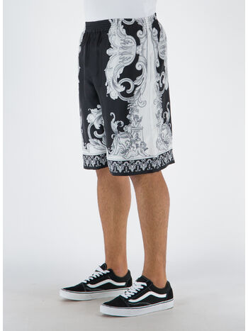 SHORTS IN SETA SILVER BAROQUE, 5B040 NERO/BIANCO, small
