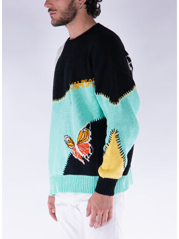 MAGLIONE A GIROCOLLO BUTTERFLY INTARSIA, MARINE BLUE/MULTI, small