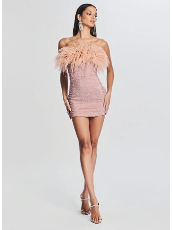 ABITO TORIN CON GLITTER E PIUME, DUPCH DUSTY PEACH, small