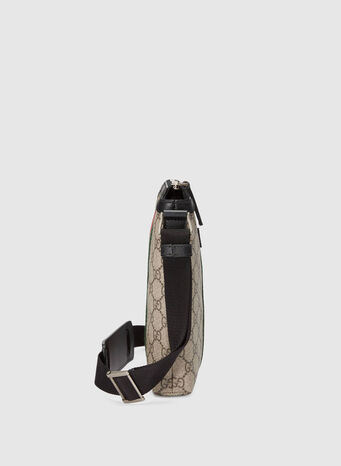 BORSA A TRACOLLA PIATTA IN TESSUTO GG SUPREME CON DETTAGLIO WEB, 9692, small