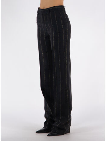 PANTALONE LIGHT WOOL LUREX PINSTRIPE, 0932 BLACK GOLD, small