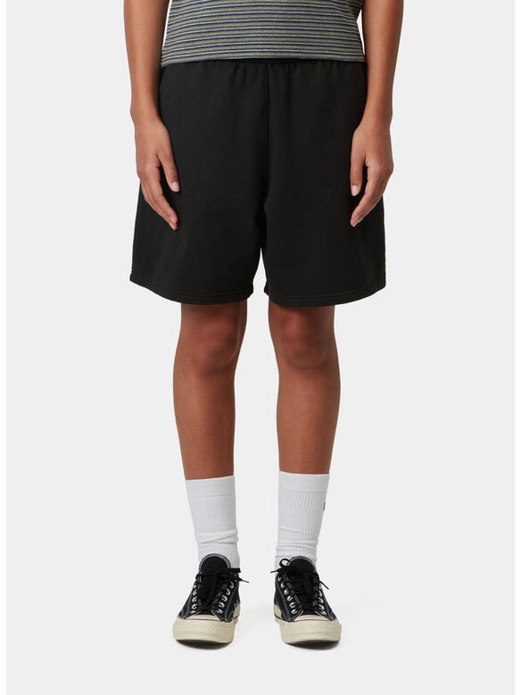 SHORTS ELASTIC-WAISTBAND TRACK, 0D260 Black / White, heavy stone wash, medium