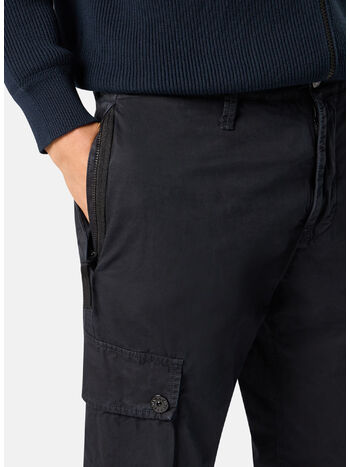 PANTALONE CARGO BRUSHED ORGANIC COTTON CANVAS OLD EFFECT, V0120 BLUE, small