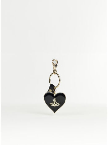 PORTACHIAVI RE-VEGAN MIRROR HEART ORB, O101 VEG GRAIN BLACK/GOLD, small
