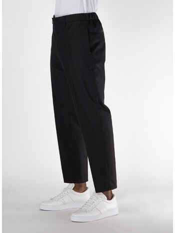 PANTALONE CON PIEGE FRONTALI, 001 BLACK, small