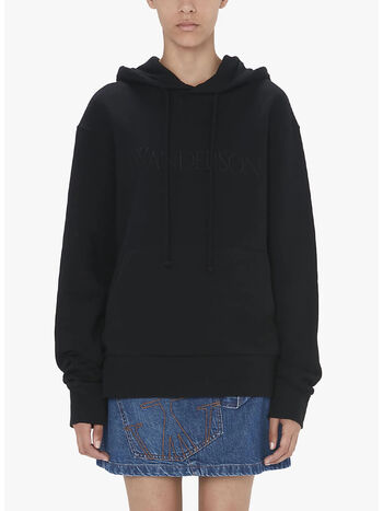 FELPA HOODIE LOGO EMBROIDERY, 999 BLACK, small