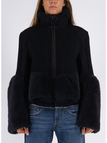 GIUBBOTTO FAUX KNIT BLOUSON, 001 BLACK, small