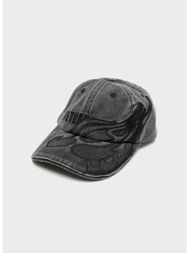 CAPPELLO FLAME LOGO UNISEX, WASHED BLACK, large