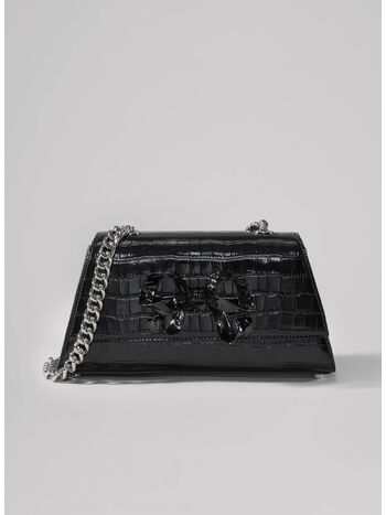BORSA CROC MINI WITH BOW, BLACK, small