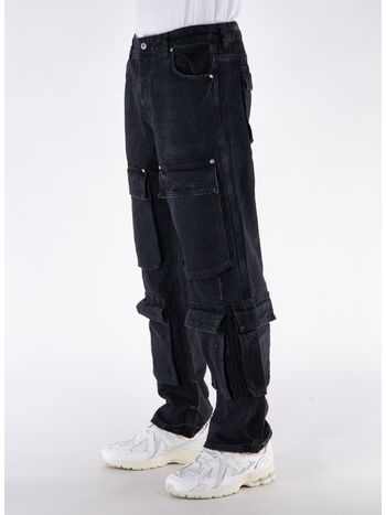 JEANS R3CA CARGO DENIM, 01 BLACK, small