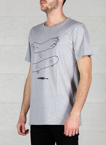 T-SHIRT STOCKHOLM CAT FLIP, GREY, small