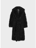 CAPPOTTO FAUX FUR BELTED, 100 BLACK, thumb