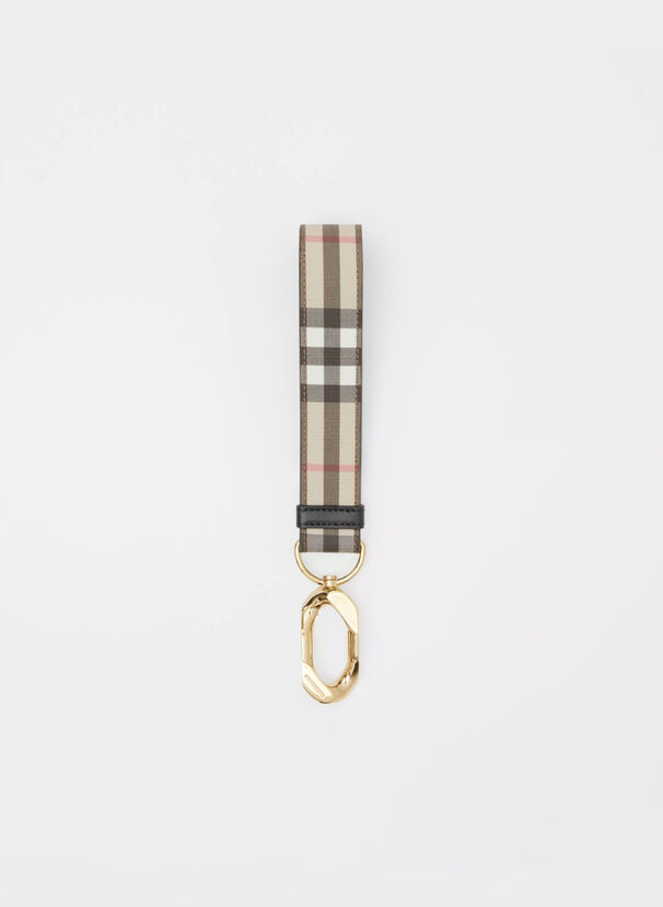 CHARM IN PELLE CON MOTIVO VINTAGE CHECK, ARCHIVEBEIGE, large