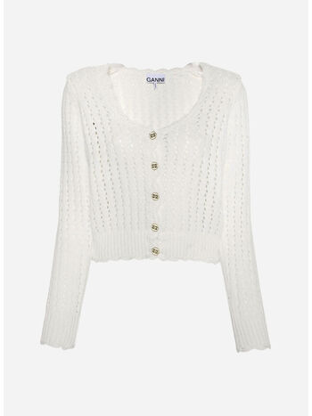CARDIGAN CON BOTTONI, 151 BRIGHT WHITE, small
