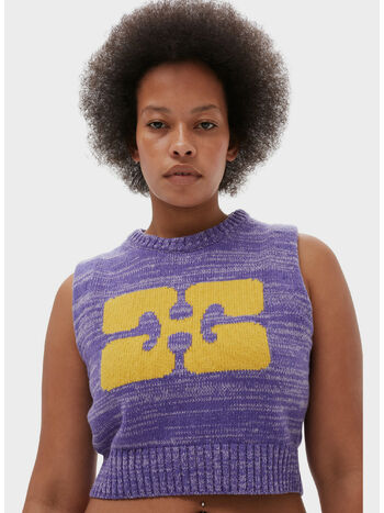 GILET GRAPHIC CROPPED VEST, 520 PURPLE WINE, small