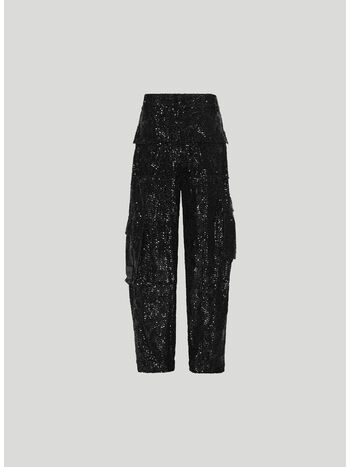 PANTALONE CARGO  SEQUINS, 1000 BLACK, small