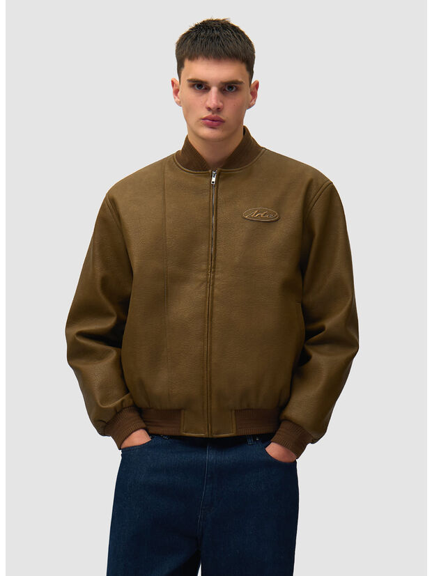 GIUBBOTTO LEATHER VARSITY, 200 BROWN, large