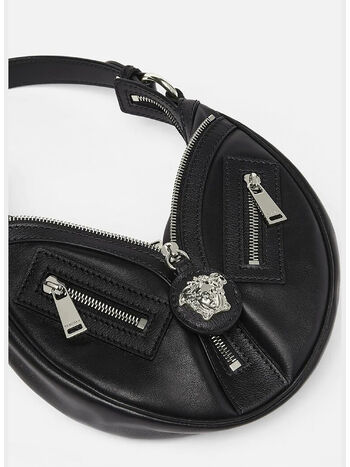 BORSA HOBO PICCOLA REPEAT, 1B00P NERO-PALLADIO LUCIDO, small