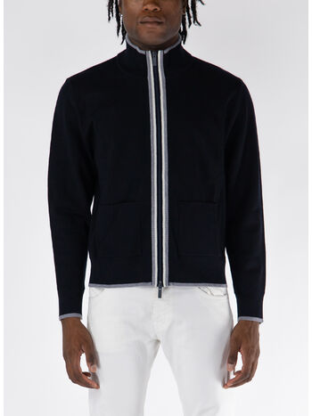 CARDIGAN FULL ZIP MILANO STITCH FUNNEL NECK, , small