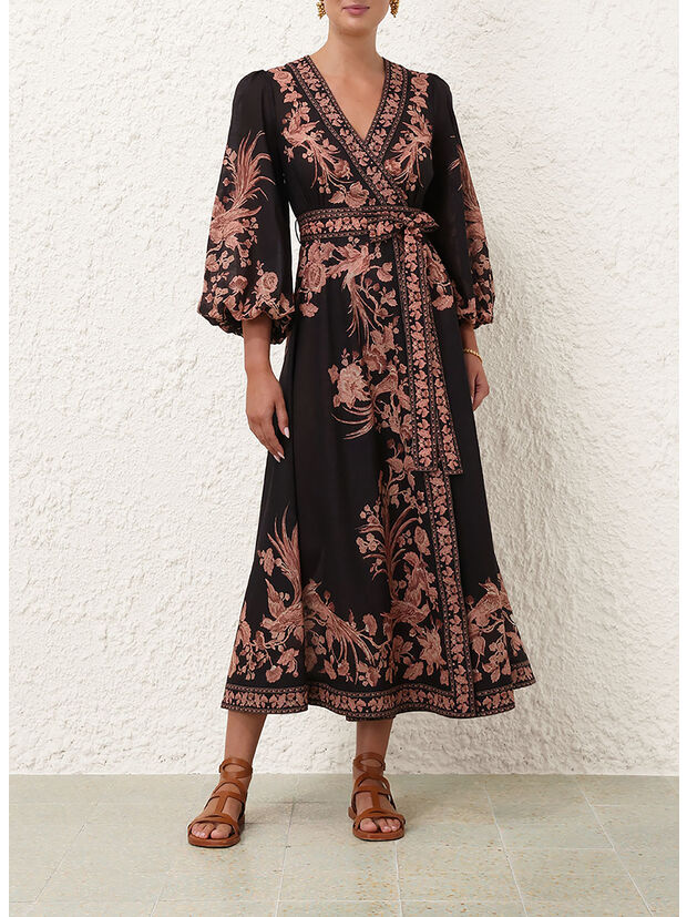 ABITO WAVERLY MIDI, BLBF BLACK BIRD FLORAL, large