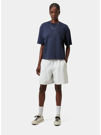 SHORTS ELASTIC-WAISTBAND TRACK, 00T60 Ash Heather / White, heavy stone wash, small