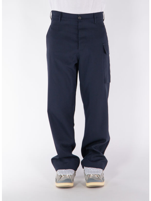 PANTALONI IN FRESCO LANA CON TASCHE CARGO, 00B99 BLUBLACK, large