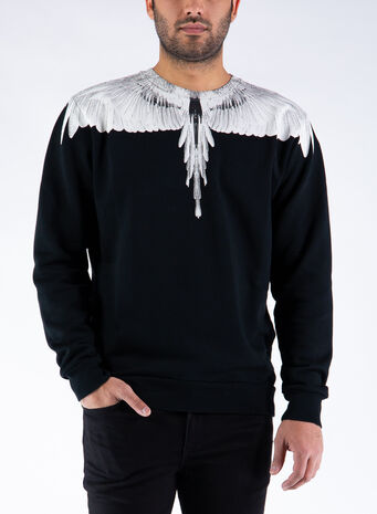 FELPA WINGS REGULAR CREWNECK, 1001BLACKWHITE, small