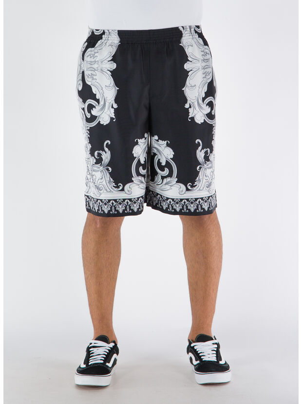 SHORTS IN SETA SILVER BAROQUE, 5B040 NERO/BIANCO, large