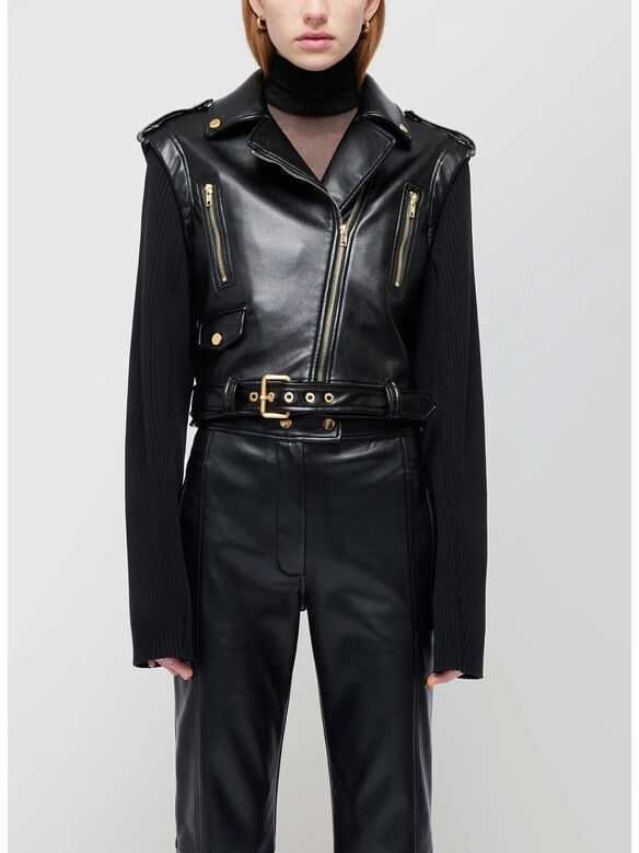 GIACCA BELENE COMBO MOTO JACKET STYLE, BLACK, medium