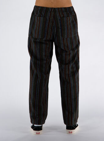 PANTALONE WOOL STRIPE RELAXED, OLIVE, small