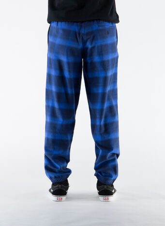 PANTALONE FLANEL CHECK JOGGING ZIP, BLUE/BLACK, small