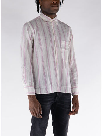CAMICIA SQUARE POCKET, ECRU/LILAC, small