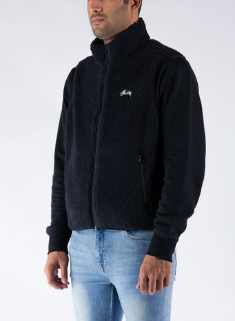 SMANICATO BLOCK SHERPA VEST, BLACK, small