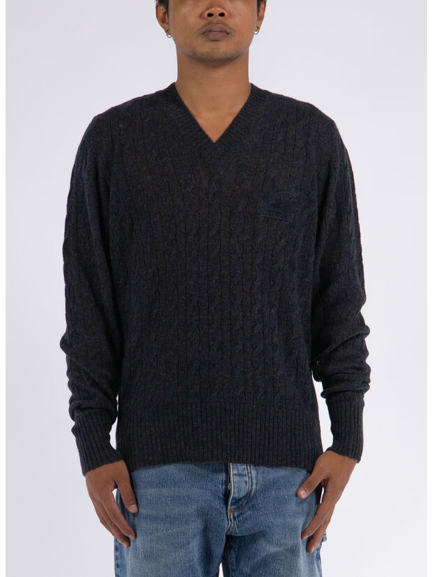 PULLOVER CABLE STITCH V NECK, 0002, large
