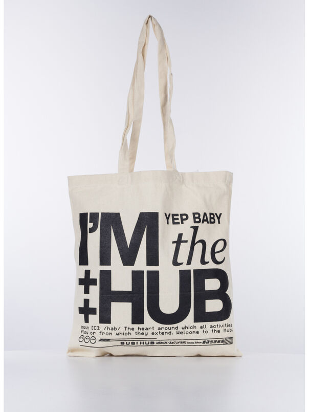 BORSA TOTE CANVAS YEP BABY, BLACK, large