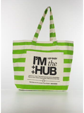 TOTE BAG CANVAS STRIPES, VERDE, small