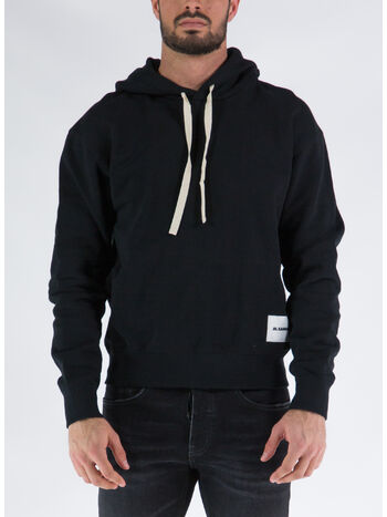 FELPA CON CAPPUCCIO, 001 BLACK, small