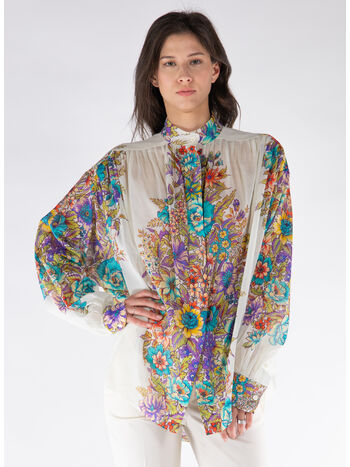 CAMICIA IN COTONE CON STAMPA, X0800 BIANCO, small